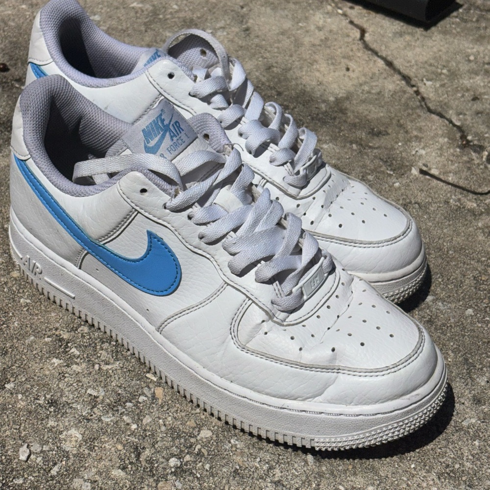 Nike Air Force 1 Low White Blue Swoosh Women’s Sneakers AF1 Shoes‎